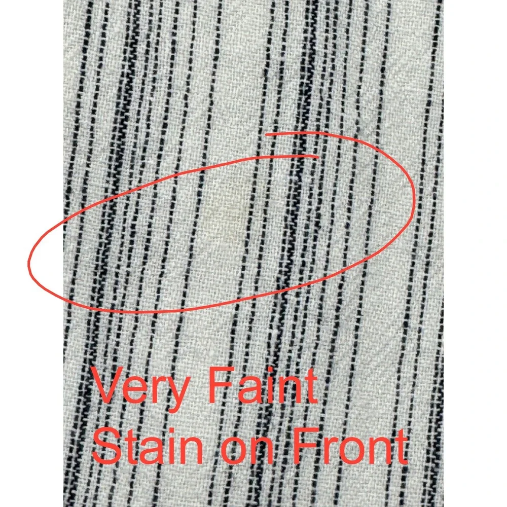 Banana Republic Hayden Stitch Pants 14 White Navy Blue Striped Linen‎ Blend